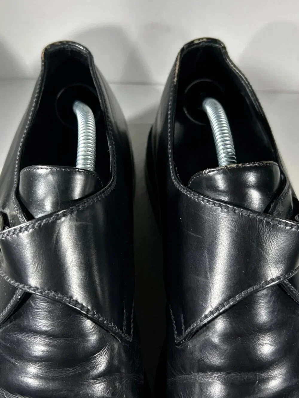 Gambinelli Mens Monk Single Strap Leather Dress Shoes Size 10 Black Buckles